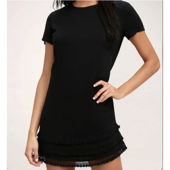 Lulus Buenos Aires Black Shift Dress Size Medium NWT - Picture 1 of 6